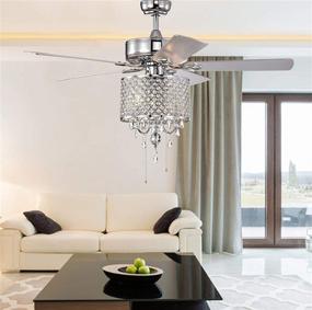 img 1 attached to Rustic Crystal Chandelier Ceiling Fans with Lights - Modern 52 Inch Indoor Fans with 5 Reversible Blades and Pull Chain (Chrome)