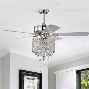 img 3 attached to Rustic Crystal Chandelier Ceiling Fans with Lights - Modern 52 Inch Indoor Fans with 5 Reversible Blades and Pull Chain (Chrome)