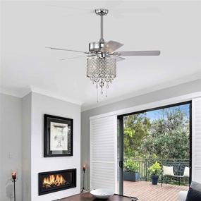 img 2 attached to Rustic Crystal Chandelier Ceiling Fans with Lights - Modern 52 Inch Indoor Fans with 5 Reversible Blades and Pull Chain (Chrome)