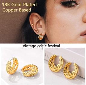 img 3 attached to 👂 U7 18K Gold Plated Studs with Sterling Silver Post 10mm Huggie Hoops: Stylish Hoop Earrings for Women