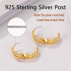 img 2 attached to 👂 U7 18K Gold Plated Studs with Sterling Silver Post 10mm Huggie Hoops: Stylish Hoop Earrings for Women