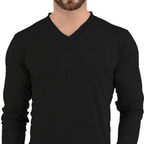 img 2 attached to 👕 Plain V-Neck Black Sleeve Men's Active Shirt