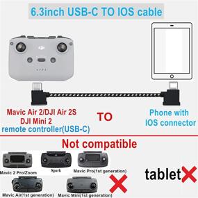 img 3 attached to 🔌 Hanatora 6,3-дюймовый кабель USB C к iOS для пульта дистанционного управления DJI Mini 2/Air 2S/Mavic Air 2 - безусилийная передача данных через RC с плетеным шнуром из нейлона (разъем iOS)