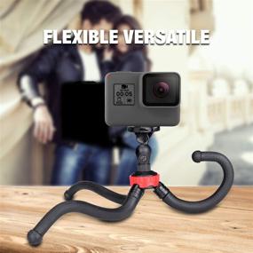 img 2 attached to 📸 Portable Mini Tripod Stand for Canon DSLR Camera, iPhone, Webcam: Ideal for Youtubers, Vloggers, Reviewers, Live Streaming, Podcasting & More - 13-inch