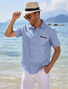 img 3 attached to COOFANDY Men's Casual Short Sleeve Button-Up Dress Shirt