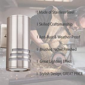 img 3 attached to Cerdeco WS-8112 Stainless Steel Modern Outdoor Wall Lamp - Weather-Proof Cylinder Sconce Ideal for Garden & Patio, Satin Nickel Finish [UL-Listed]