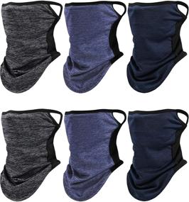 img 4 attached to Stay Cool and Protected: 6-Piece Ice Silk Face Cover Scarf with Ear Loops for Men and Women - Ultimate UV Protection and Versatile Headwear