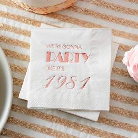 img 3 attached to 🌹 Crisky 40th Birthday Rose Gold Cocktail Napkins – Ideal for Women's 40th Birthday Party Decor, Cake Dessert Table, Beverage Bar - Includes 50 Disposable 3-Ply Napkins