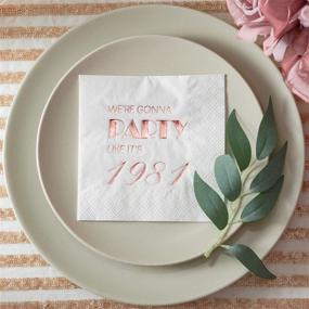 img 2 attached to 🌹 Crisky 40th Birthday Rose Gold Cocktail Napkins – Ideal for Women's 40th Birthday Party Decor, Cake Dessert Table, Beverage Bar - Includes 50 Disposable 3-Ply Napkins