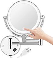 💡 amznevo wall mounted makeup mirror: led lighted, touch button, stepless adjustable light, 1x/5x magnifying, 360° swivel, extendable, 8 inches - perfect bathroom vanity mirror! logo