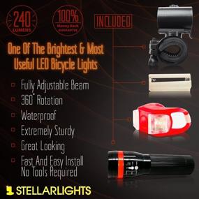 img 2 attached to 🚲 StellarLights Solid Aircraft Aluminum Bike Light - 240 Lumens LED Bicycle Headlight + Tail Light - Waterproof & Tool-Free Mounting in Seconds