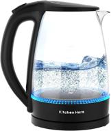 🔥 kitchen hero 1700ml hot water electric kettle: fast speedboil, glass tea kettle, stainless steel filter & inner lid логотип