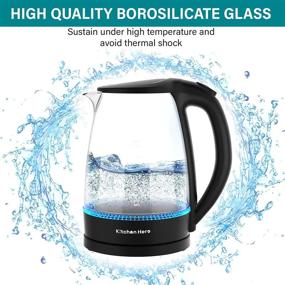 img 1 attached to 🔥 KITCHEN HERO 1700ML Hot Water Electric Kettle: Fast SpeedBoil, Glass Tea Kettle, Stainless Steel Filter & Inner Lid