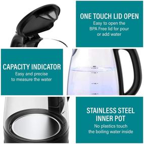 img 2 attached to 🔥 KITCHEN HERO 1700ML Hot Water Electric Kettle: Fast SpeedBoil, Glass Tea Kettle, Stainless Steel Filter & Inner Lid