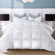 🛏️ premium white queen feather comforter by whatsbedding - all season medium warmth duvet insert - 100% cotton cover - queen size 90x90 inch logo