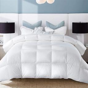 img 4 attached to 🛏️ Premium White Queen Feather Comforter by WhatsBedding - All Season Medium Warmth Duvet Insert - 100% Cotton Cover - Queen Size 90x90 Inch