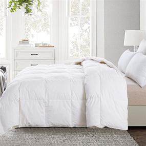 img 2 attached to 🛏️ Premium White Queen Feather Comforter by WhatsBedding - All Season Medium Warmth Duvet Insert - 100% Cotton Cover - Queen Size 90x90 Inch