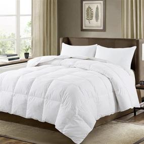 img 3 attached to 🛏️ Premium White Queen Feather Comforter by WhatsBedding - All Season Medium Warmth Duvet Insert - 100% Cotton Cover - Queen Size 90x90 Inch