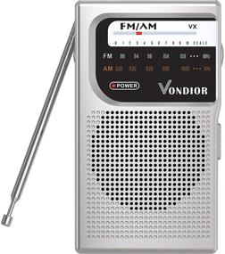 img 4 attached to 📻 Vondior Silver Portable Pocket Radio - Battery Operated AM FM Transistor Radios for Best Reception and Longest Lasting Performance. Compact Player with 2 AA Battery, Mono Headphone Socket