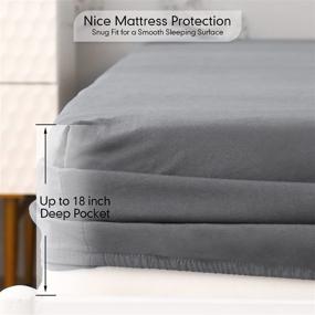 img 2 attached to JOHNPEY Queen Bed Sheets Set - 4 Piece Soft Microfiber Sheets for Queen Size Bed with Deep 18-Inch Pockets - Includes Fitted Sheet, Flat Sheet, and 2 Pillowcases in Dark Grey