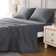 johnpey queen bed sheets set - 4 piece soft microfiber sheets for queen size bed with deep 18-inch pockets - includes fitted sheet, flat sheet, and 2 pillowcases in dark grey logo