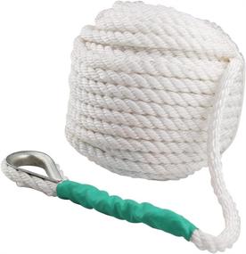 img 3 attached to ⚓ Polypropylene Boat Dock Rope | 1/2 Inch, 200 Feet | Three Strand Twisted Anchor Line | Sailboat and Sled Mooring with Thimble | 5850LB Breaking Strength | Affordable and Reliable