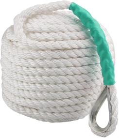 img 1 attached to ⚓ Polypropylene Boat Dock Rope | 1/2 Inch, 200 Feet | Three Strand Twisted Anchor Line | Sailboat and Sled Mooring with Thimble | 5850LB Breaking Strength | Affordable and Reliable