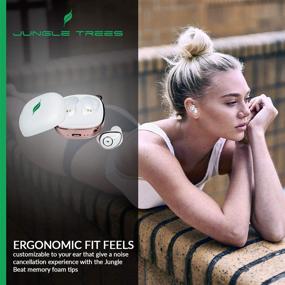 img 2 attached to Jungle Trees TWS True Wireless Earbuds with Memory Foam Tips - Deep Bass Headphone, Bluetooth 5.0 Earpiece with Microphone, Sweatproof and Noise Cancellation, 18 HR Playtime, Pink