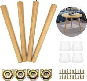 img 4 attached to 🪑 AOLY 16 inch Wooden Table Legs - Wood Furniture Replacement Legs for Coffee Table, Mid-Century Modern Table, Chair & Night Stand - Includes Angled Mounting Plates - Set of 4