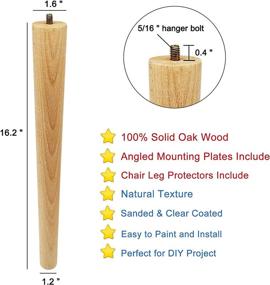 img 2 attached to 🪑 AOLY 16 inch Wooden Table Legs - Wood Furniture Replacement Legs for Coffee Table, Mid-Century Modern Table, Chair & Night Stand - Includes Angled Mounting Plates - Set of 4