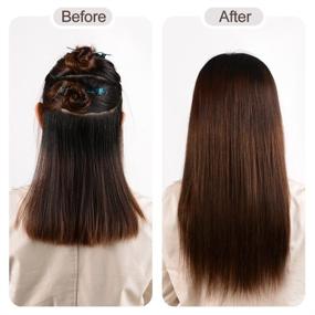 img 2 attached to 👩 Удлинители для волос Winsky Full Head Soft Straight Clip из натуральных волос Реми - 120 г 8 штук 20 клипс для женщин (12 дюймов, цвет Off Black #1B)