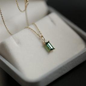 img 1 attached to 💚 14k Gold Plated Cubic Zircon Dainty Green Simulated Emerald Necklace - Elegant Emerald Cut Choker Necklace for Women and Girls - Stylish Fashion Jewelry Gift (Rectangular or Square)