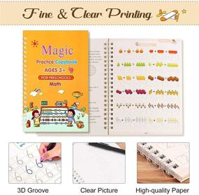 img 1 attached to 📘 35Pcs Kids' English Study Workbooks: Magic Practice Copybook by Inmorven - Reusable Children's Calligraphy Set with Letter Tracing Paper, Mathematical Drawing Set, Pen, and 24 PCS Reusable Templates