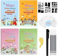 📘 35pcs kids' english study workbooks: magic practice copybook by inmorven - reusable children's calligraphy set with letter tracing paper, mathematical drawing set, pen, and 24 pcs reusable templates logo