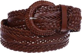 img 2 attached to 👗 Chic and Versatile: Women's 2" Wide Braided Woven Round Leather Belt