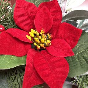 img 2 attached to 🎄 Effortless Fine Christmas Wreath with Merry Christmas Sign - Perfect for Front Door Decoration and Outdoor Festive Decor - Lambs Ear, Poinsettia, and More!