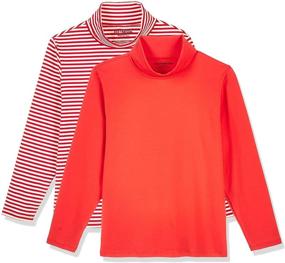 img 1 attached to 👚 Girls 2-Pack Cotton with Elastane Soft Turtle Neck Long Sleeve T-Shirts, Ideal for Ages 4-12 Years