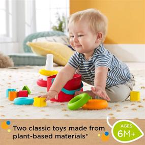 img 1 attached to 👶 Fisher-Price Baby's First Blocks and Rock-a-Stack Gift Set: 2 Plant-Based Toys for Infants 6+ Months