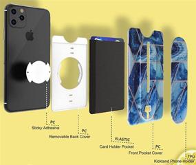 img 1 attached to 📱 KickWallet - Blue Marble Divided Removable & Repositionable Phone Wallet Card Holder - Stick on Phone Credit Card Holder for iPhone & Cell Phones