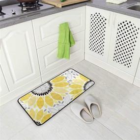 img 1 attached to Sunflower Kitchen Mat - Abstract Floral Design | Anti-Fatigue Comfort Floor Mat | Non-Slip, Oil-Stain Resistant | Easy to Clean | Indoor/Outdoor Doormat