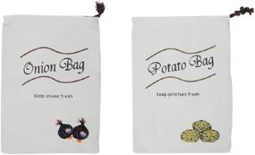 img 4 attached to Home-X Vegetable Bags Set - Includes Potato and Onion Bag, Set of 2 - Practical Solution for Fresh Produce Storage