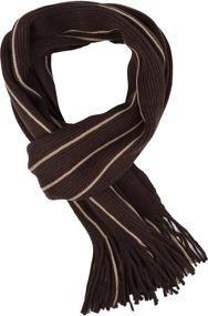 img 2 attached to Sakkas Rhyland Scarf: Striped Color Block Knitted Winter Accessory with Fringe