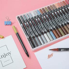 img 2 attached to PhantomSky 120 цветов Ручки-кисти с двойным наконечником Набор художественных маркеров