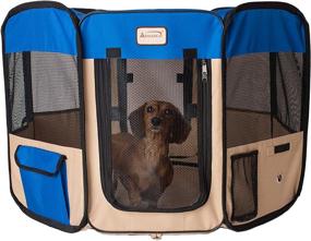 img 3 attached to 🐾 Armarkat Portable Pet Playpen PP001B-M: Blue and Beige Combo, Medium - Convenient and Stylish Solution for Your Pet's Fun and Safety!