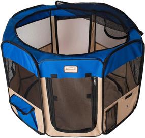 img 1 attached to 🐾 Armarkat Portable Pet Playpen PP001B-M: Blue and Beige Combo, Medium - Convenient and Stylish Solution for Your Pet's Fun and Safety!