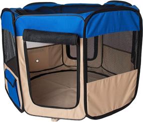 img 2 attached to 🐾 Armarkat Portable Pet Playpen PP001B-M: Blue and Beige Combo, Medium - Convenient and Stylish Solution for Your Pet's Fun and Safety!