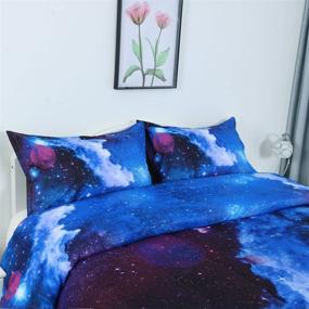 img 1 attached to Galaxy Dark Blue Comforter Set - 3D Outer Space Themed Bedding for Full/Queen Size - All-Season Down Alternative Quilted Duvet - Reversible Design - Includes 1 Comforter & 2 Pillowcases