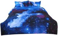 galaxy dark blue comforter set - 3d outer space themed bedding for full/queen size - all-season down alternative quilted duvet - reversible design - includes 1 comforter & 2 pillowcases logo