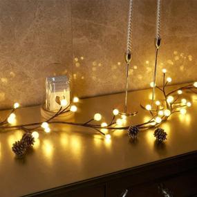 img 2 attached to 8.8FT Vanthylit Brown Rattan Frosted Ball Ornaments Garland Lights with 84 Sphere LED Warm White Waterproof for Home Decoration, Garden, Wedding, Christmas Party