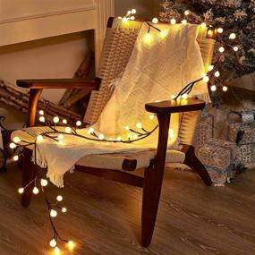 img 3 attached to 8.8FT Vanthylit Brown Rattan Frosted Ball Ornaments Garland Lights with 84 Sphere LED Warm White Waterproof for Home Decoration, Garden, Wedding, Christmas Party